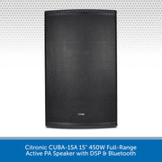 Citronic CUBA-15A 15" 450W Full-Range Active PA Speaker with DSP & Bluetooth