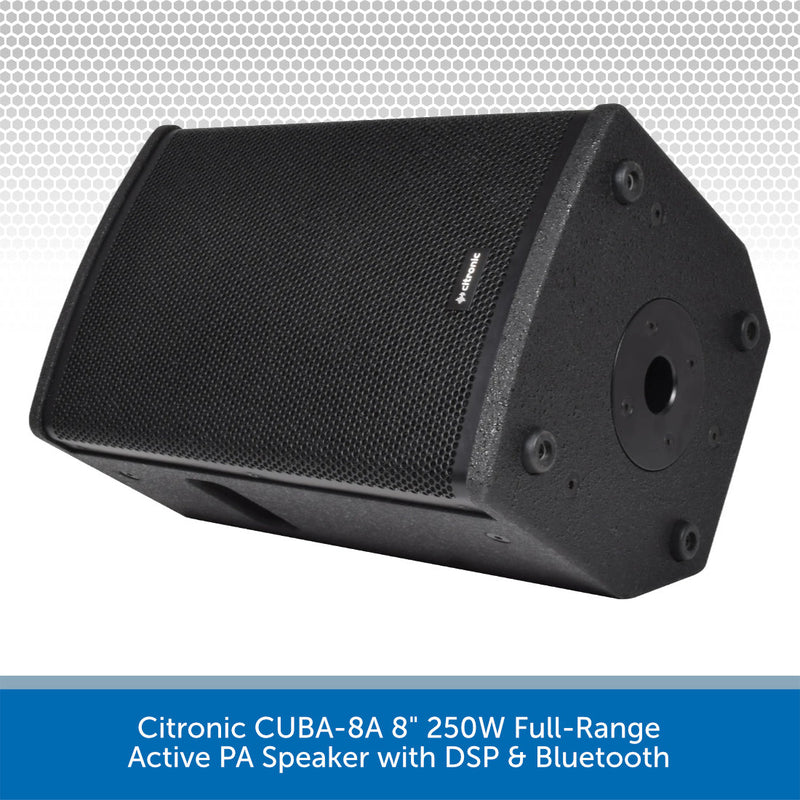 Citronic CUBA-8A 8" 250W Full-Range Active PA Speaker with DSP & Bluetooth