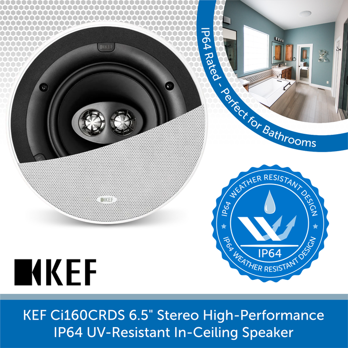 KEF Ci160CRDS 6.5" Stereo High-Performance IP64 In-Ceiling Speaker