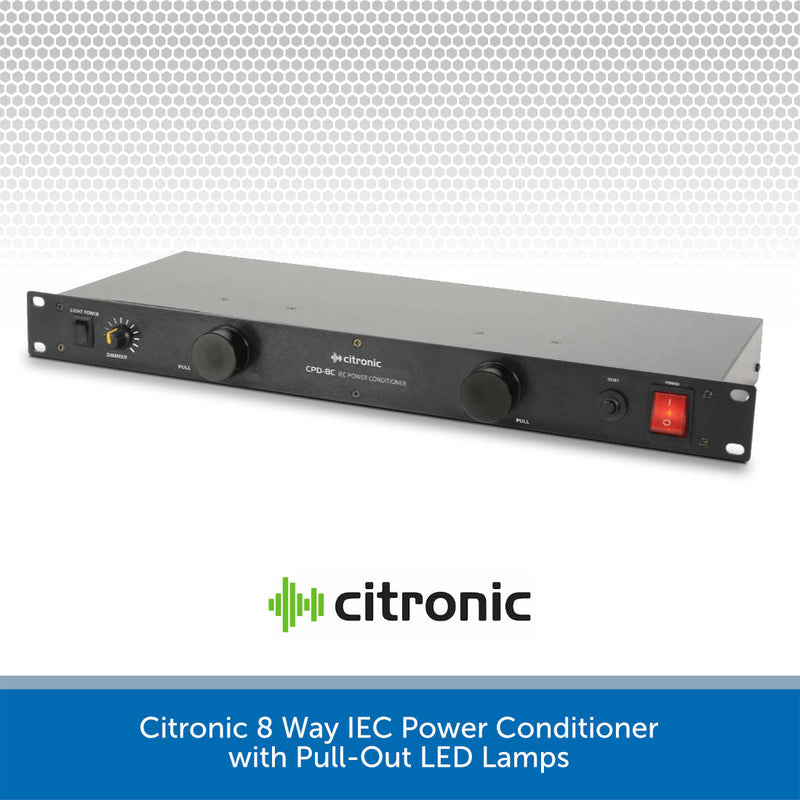Citronic 8 Way IEC Power Conditioner with Pull-Out LED Lamps