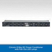 Citronic 8 Way IEC Power Conditioner with Pull-Out LED Lamps