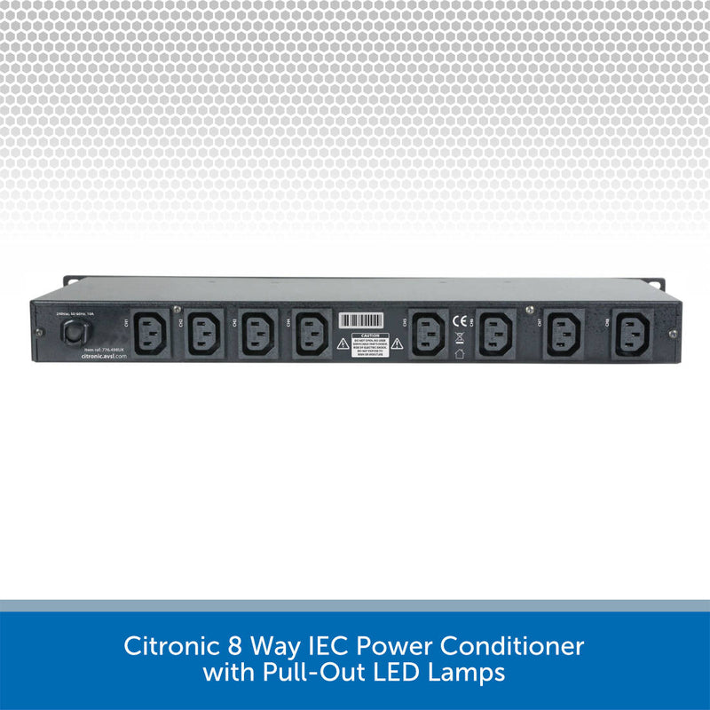 Citronic 8 Way IEC Power Conditioner with Pull-Out LED Lamps