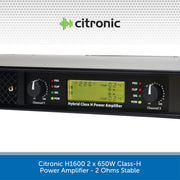 Citronic H1600 2 x 650W Class-H Power Amplifier - 2 Ohms Stable