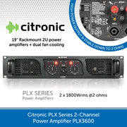 Citronic PLX Series 2-Channel Power Amplifiers - PLX2000, PLX2800 & PLX3600