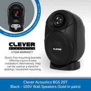 Clever Acoustics BGS 20T Black 100V Wall Speakers (Pair)