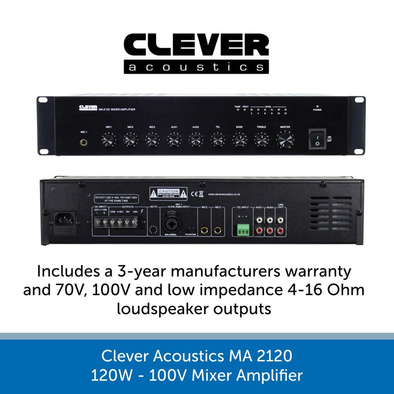 Clever Acoustics MA 2120 120W 100V Mixer Amplifier