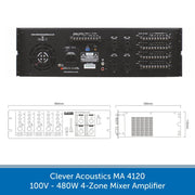 Clever Acoustics MA 4120 100V 480W 4-Zone Mixer Amplifier