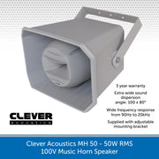Clever Acoustics MH 50 50W 100V Music Horn Speaker