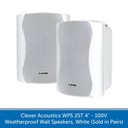 Clever Acoustics WPS 25T 4" 100V Weatherproof Wall Speakers, White (Pair)