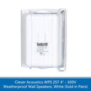Clever Acoustics WPS 25T 4" 100V Weatherproof Wall Speakers, White (Pair)