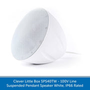 Clever Little Box SPS40TW - 100V Line Suspended Pendant Speaker White, IP66 Rated