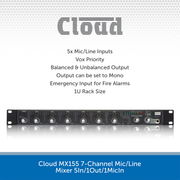 Cloud MX155 7-Channel Mic/Line Mixer 5In/1Out/1MicIn