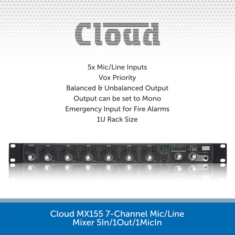 Cloud MX155 7-Channel Mic/Line Mixer 5In/1Out/1MicIn