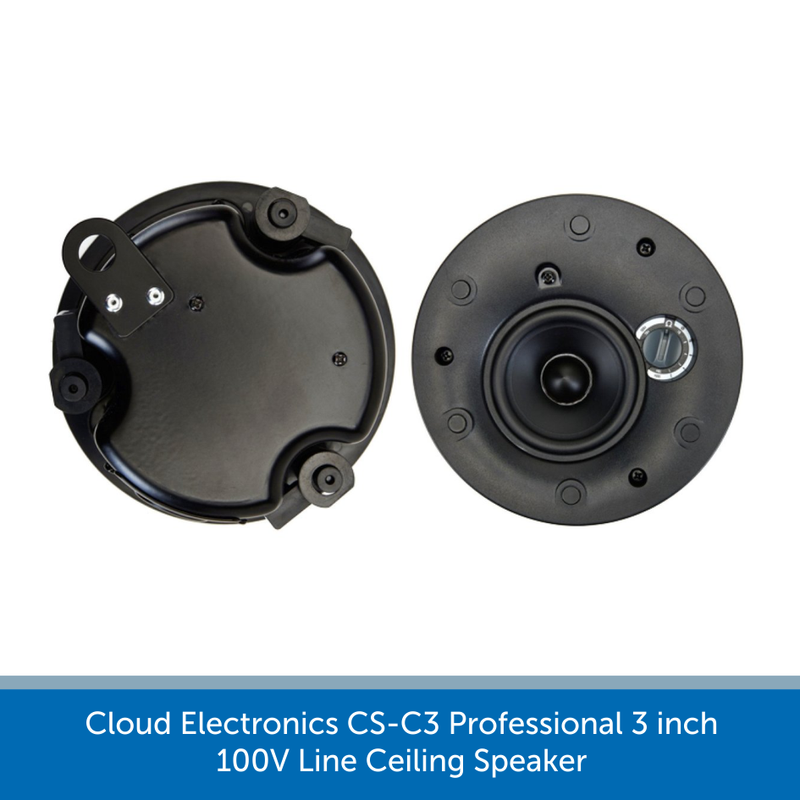 Showing a Cloud Electronics CS-C3W & CS-C3B Professional 100V Line Ceiling Speaker 