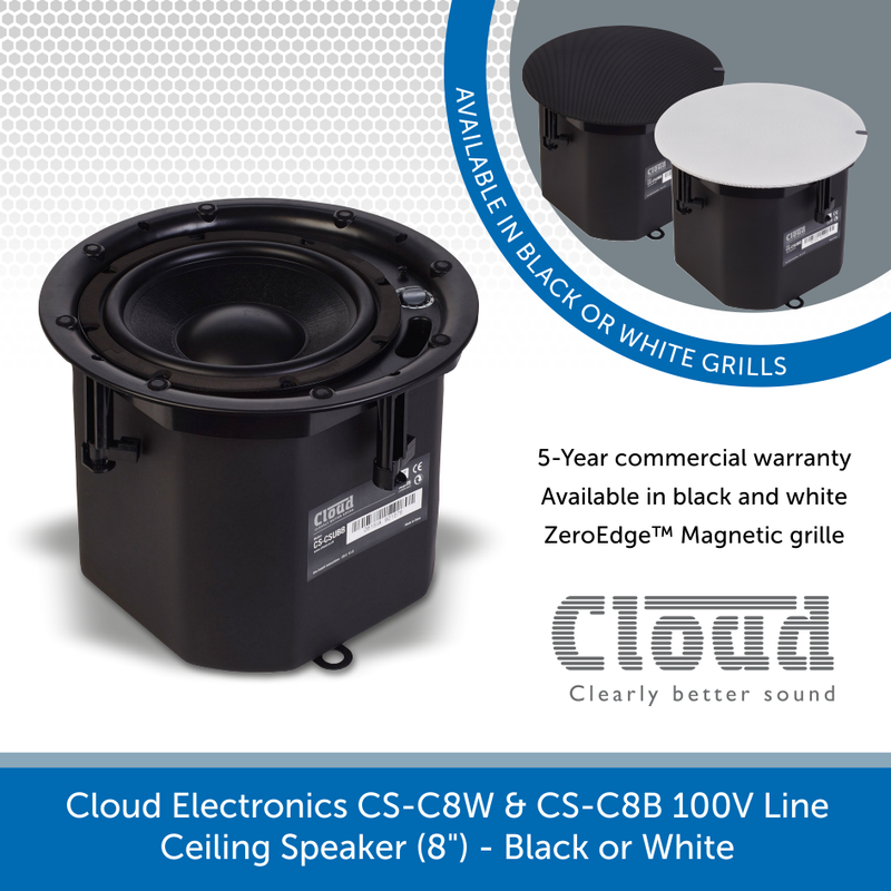 Cloud Electronics CS-CSUB8W & CS-CSUB8B Professional 100W/100V In-Ceiling Subwoofer (8")