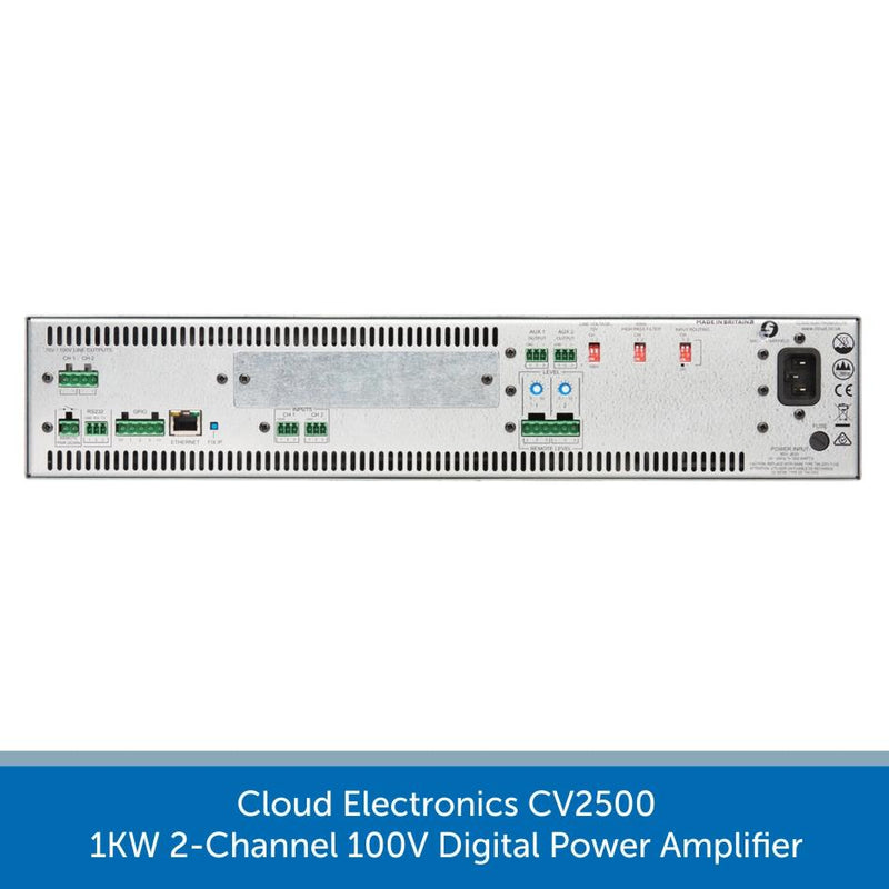 Cloud Electronics CV2500 - 1KW 2-Channel 100V Digital Power Amplifier