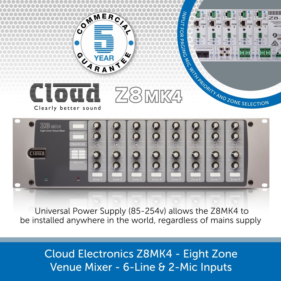 Cloud Electronics Z8MK4 Eight Zone Mono Venue Mixer