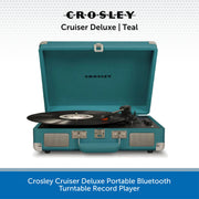 Crosley Cruiser Deluxe Portable Bluetooth Turntable Record Player teal