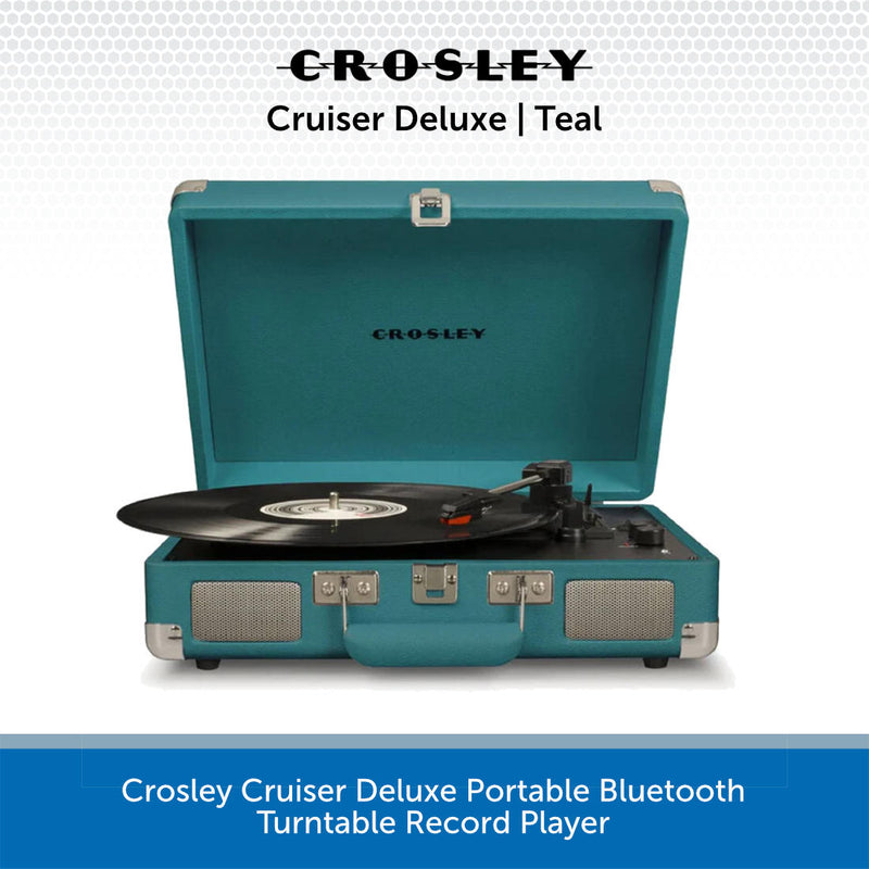 Crosley Cruiser Deluxe Portable Bluetooth Turntable Record Player teal