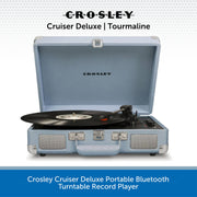 Crosley Cruiser Deluxe Portable Bluetooth Turntable Record Player tourmaline
