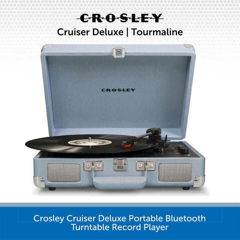 Crosley Cruiser Deluxe Portable Bluetooth Turntable Record Player tourmaline