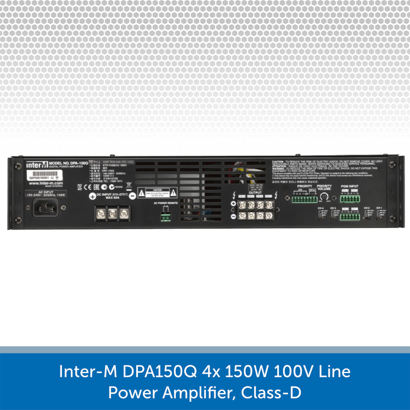 Inter-M DPA150Q 4x 150W 100V Line Power Amplifier, Class-D