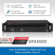 Inter-M DPA300D 2x 300W 100V Line Power Amplifier, Class-D - for professional PA, AV & background music installations