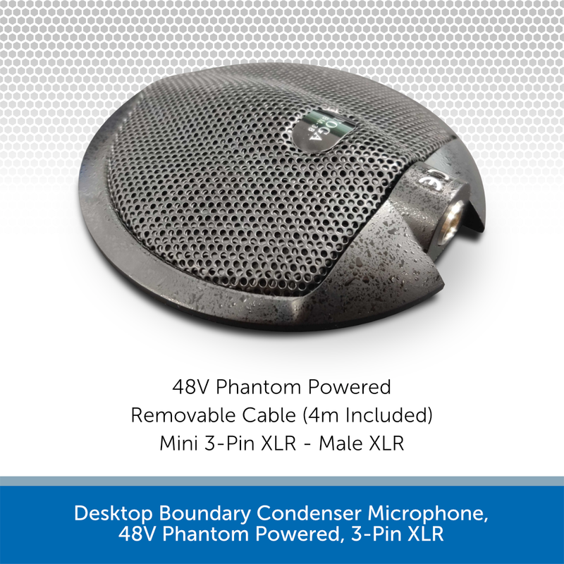 Desktop Boundary Condenser Microphone, 48V Phantom Powered, 3-Pin XLR