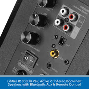 Edifier R1855DB Pair, Active 2.0 Stereo Bookshelf Speakers with Bluetooth, Aux & Remote Control