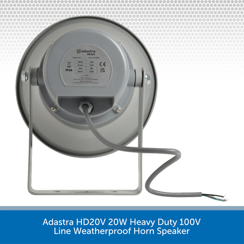 Adastra HD20V 20W Heavy Duty 100V Line Weatherproof Horn Speaker