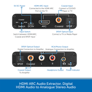 HDMI ARC Audio Extractor, Digital HDMI Audio to Analogue Stereo Audio