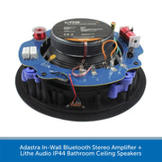 Adastra In-Wall Bluetooth Stereo Amplifier + Lithe Audio IP44 Bathroom Ceiling Speakers