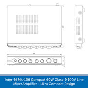 Inter-M MA-106 Compact 60W Class-D 100V Line Mixer Amplifier - Ultra Compact Design