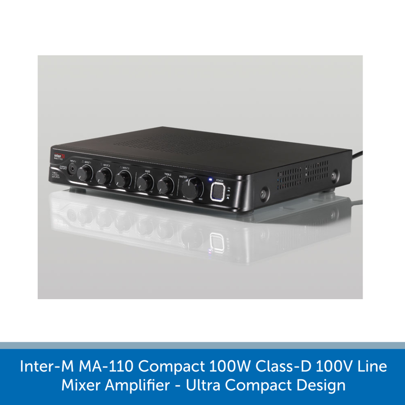 Inter-M MA-110 Compact 100W Class-D 100V Line Mixer Amplifier - Ultra Compact Design