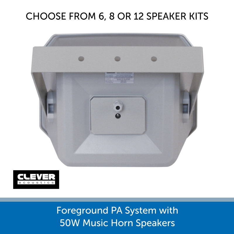 Foreground PA System with 50W, IP66 Music Horn Speakers - up to 12 Speakers