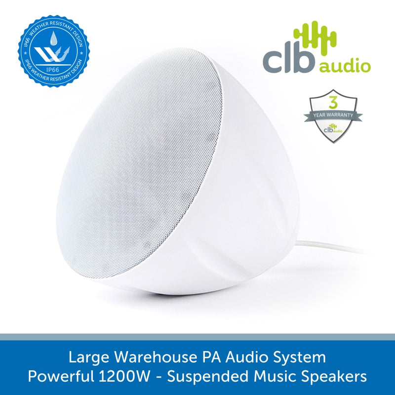 Large Warehouse PA Audio System - Powerful 1200W Suspended high-quality Music Speakers