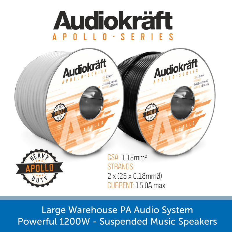 Large Warehouse PA Audio System - Powerful 1200W Suspended high-quality Music Speakers