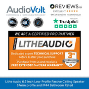 Lithe Audio 6.5 Inch Low-Profile Passive Ceiling Speaker - 67mm profile & IP44 Bathroom Rated