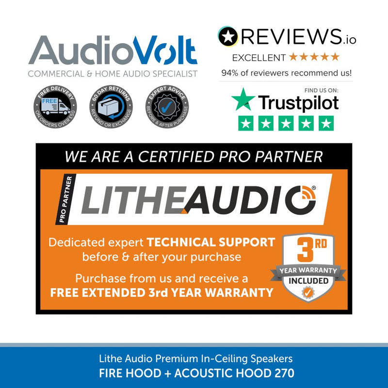 Lithe Audio Ceiling Speaker, Fire Hood + Acoustic Hood 270