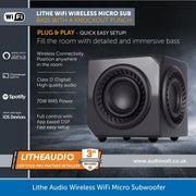 Lithe Audio 2.1 Wireless Ceiling Speaker & Subwoofer with WiFi & Bluetooth