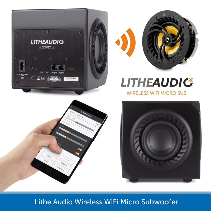 Lithe Audio 2.1 Wireless Ceiling Speaker & Subwoofer with WiFi & Bluetooth