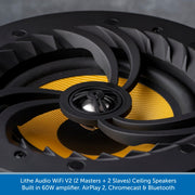 Lithe Audio WiFi V2 Multi Room Ceiling Speakers 2 Masters and 2 Slaves