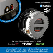 Lithe Audio WiFi V2 Multi Room Ceiling Speakers 2 Masters and 2 Slaves