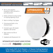 Lithe Audio WiFi V2 Multi Room Ceiling Speakers 2 Masters and 2 Slaves