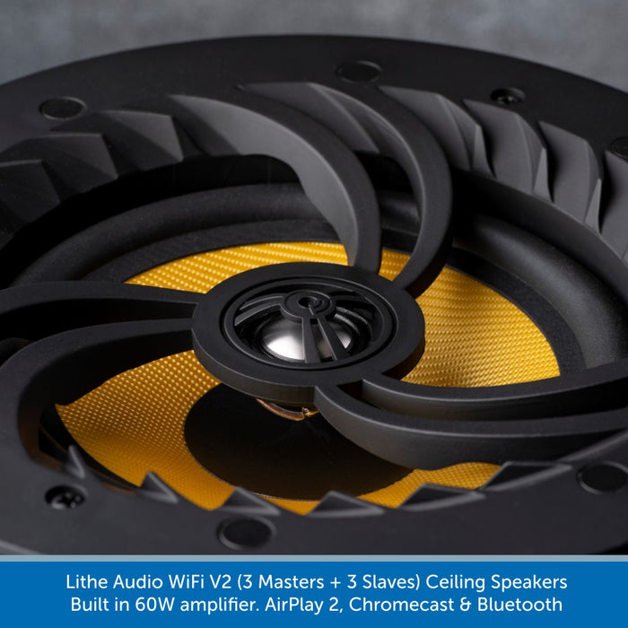 Lithe Audio WiFi V2 Multi Room Ceiling Speakers 3 Masters and 3 Slaves