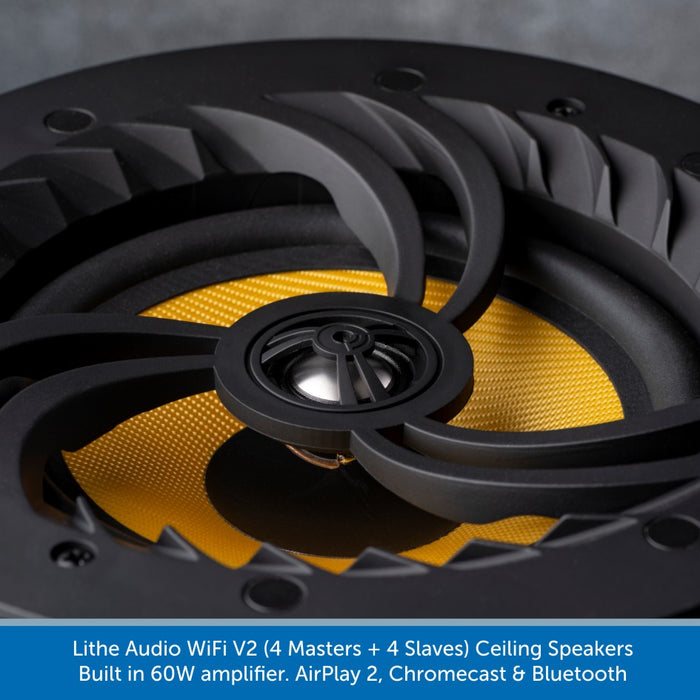 Lithe Audio WiFi V2 Multi Room Ceiling Speakers 4 Masters and 4 Slaves