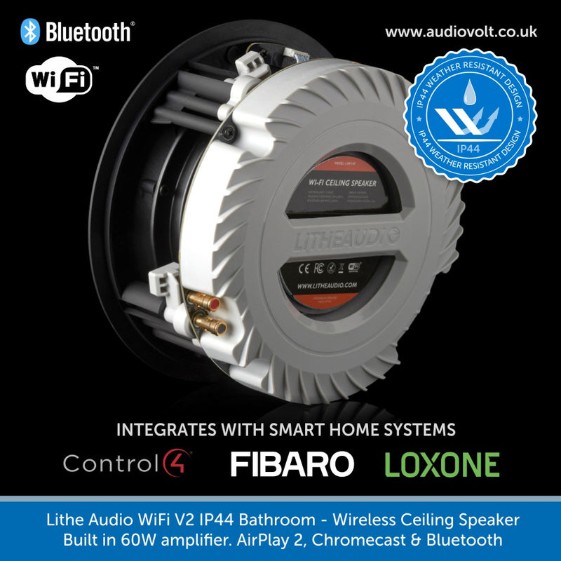 Lithe Audio WiFi V2 Multi Room IP44 Bathroom Ceiling Speaker