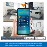 Lithe Audio WiFi V2 pair of Multi Room IP44 Bathroom Ceiling Speakers