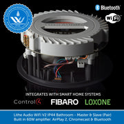 Lithe Audio WiFi V2 pair of Multi Room IP44 Bathroom Ceiling Speakers