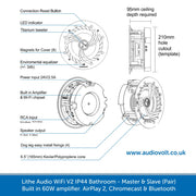 Lithe Audio WiFi V2 pair of Multi Room IP44 Bathroom Ceiling Speakers